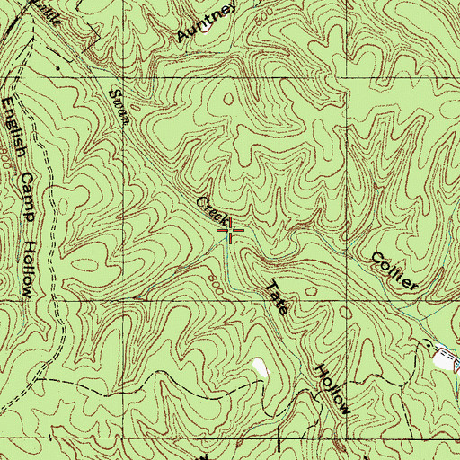 Topographic Map of Tate Branch, TN