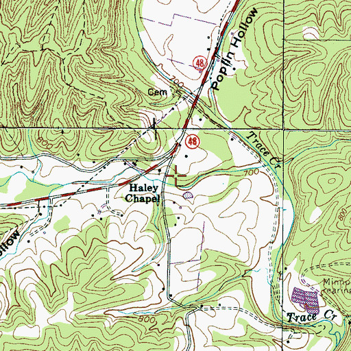 Topographic Map of Trace Creek Cemetery, TN