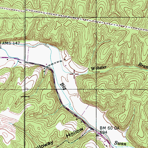 Topographic Map of Webster Hollow, TN