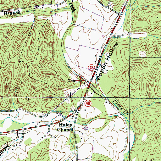 Topographic Map of Wilson Cemetery, TN