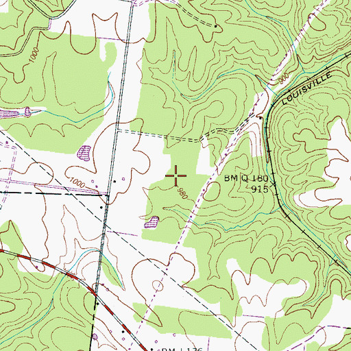 Topographic Map of Woods Cemetery, TN