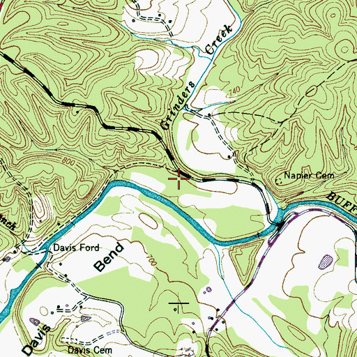 Topographic Map of Pope Cemetery, TN