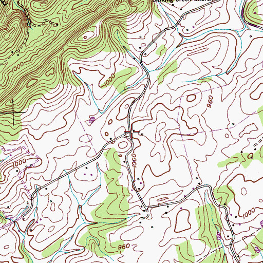Topographic Map of Alleghany (historical), TN