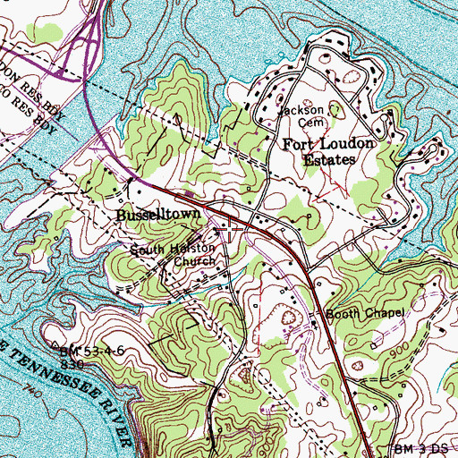 Topographic Map of Busselltown School (historical), TN