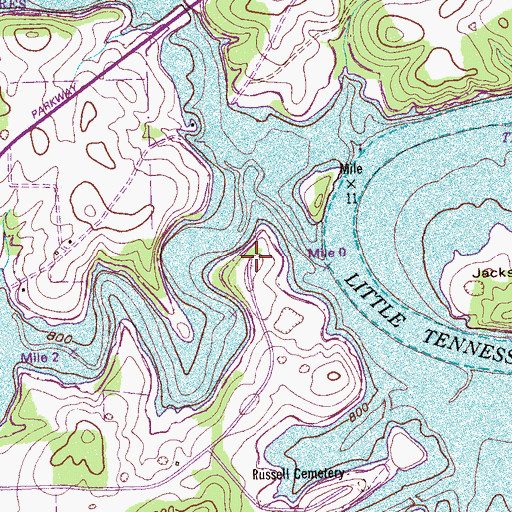 Topographic Map of Coffman Cemetery, TN
