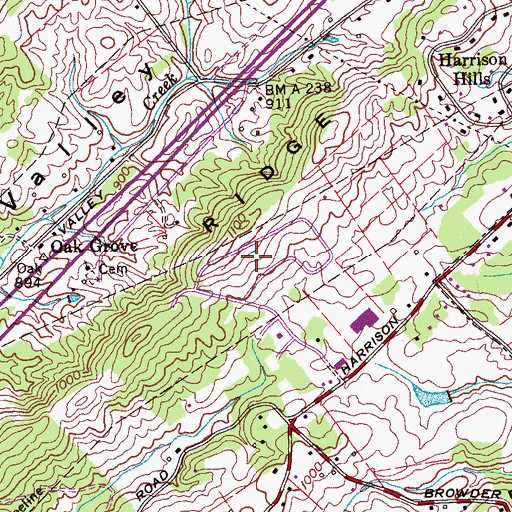 Topographic Map of Chestnut Ridge, TN