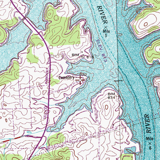 Topographic Map of Davis Cemetery, TN