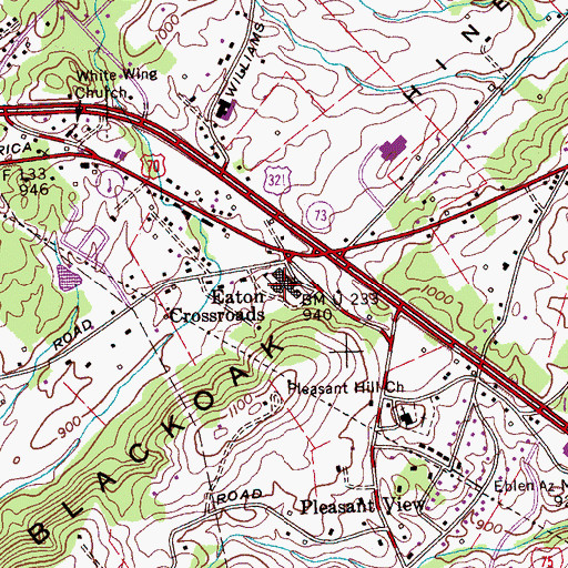 Topographic Map of Eatons Elementary School, TN
