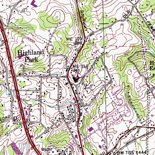Topographic Map of Highland Park Elementary School, TN