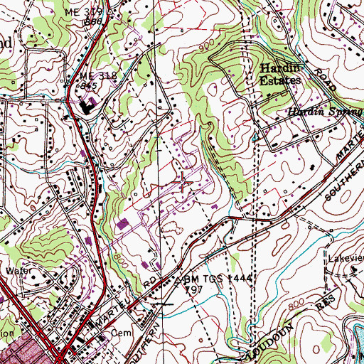 Topographic Map of Highland Hills, TN