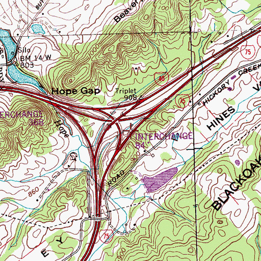 Topographic Map of Interchange 84, TN