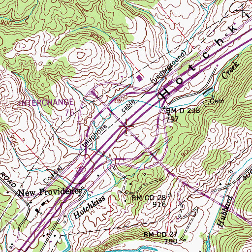 Topographic Map of Interchange 76, TN