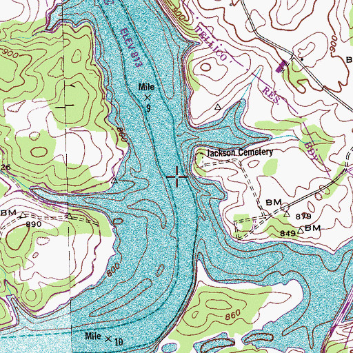 Topographic Map of Jackson Ferry (historical), TN