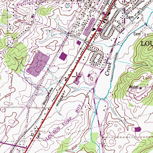 Topographic Map of Loudon High School, TN