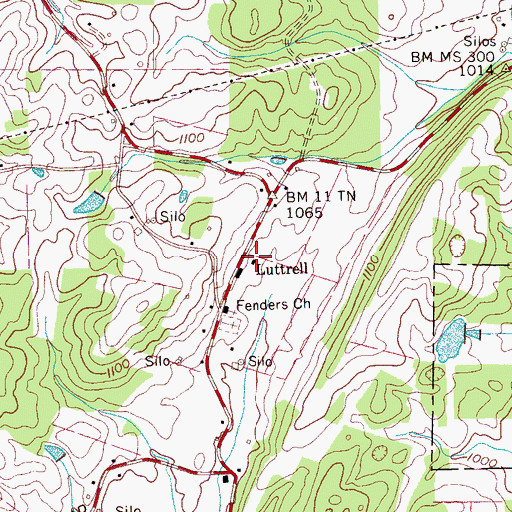 Topographic Map of Luttrell School (historical), TN