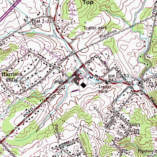 Topographic Map of Lenoir City High School, TN
