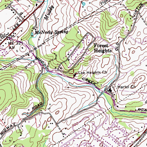 Topographic Map of Muddy Creek School (historical), TN