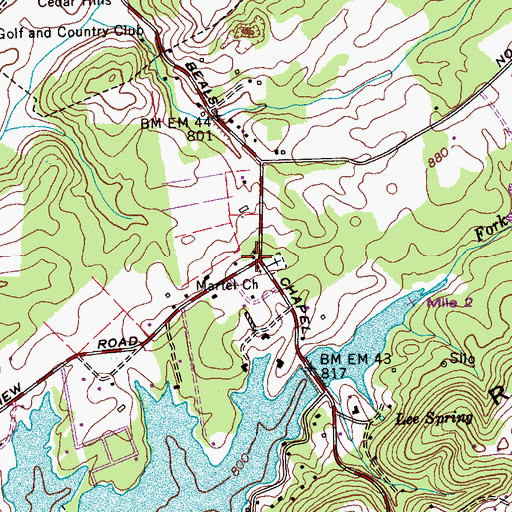 Topographic Map of Martel School (historical), TN