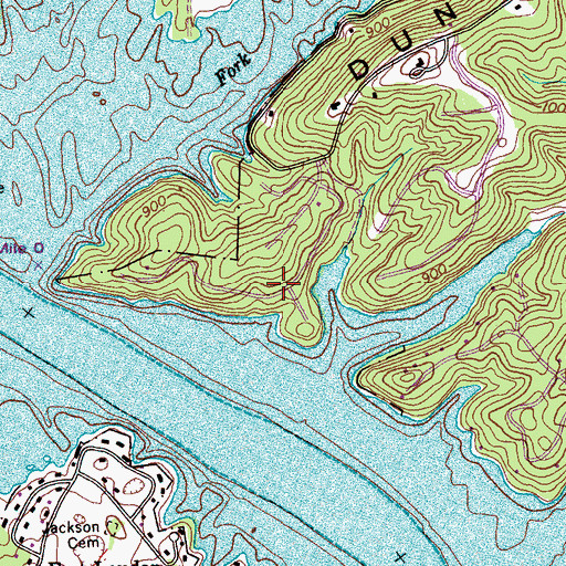 Topographic Map of Point Harbor, TN