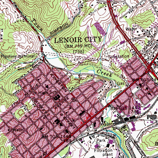 Topographic Map of Rock Springs Park, TN