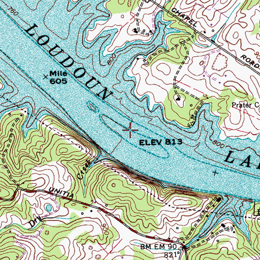 Topographic Map of Sister Islands (historical), TN