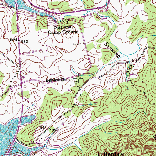 Topographic Map of Bellview School (historical), TN