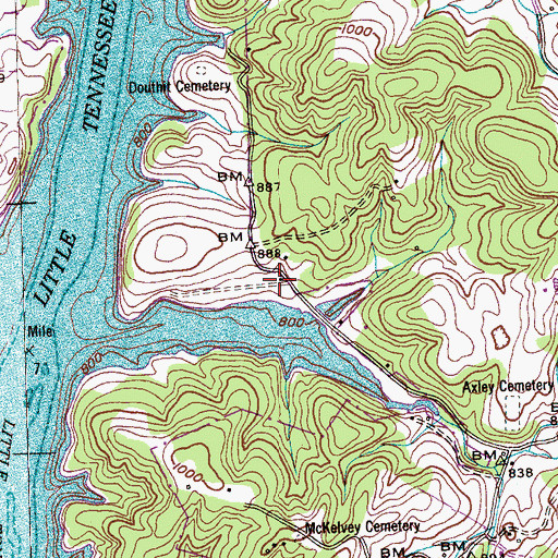 Topographic Map of Coytee School (historical), TN