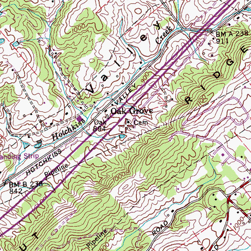 Topographic Map of Oak Grove School (historical), TN