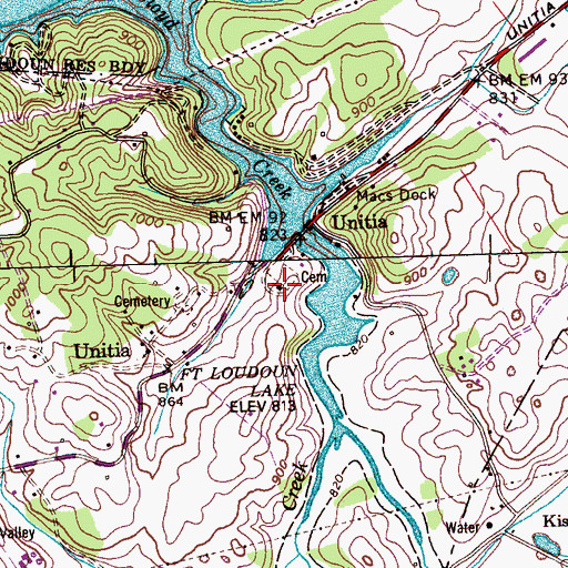 Topographic Map of Unitia Cemetery, TN