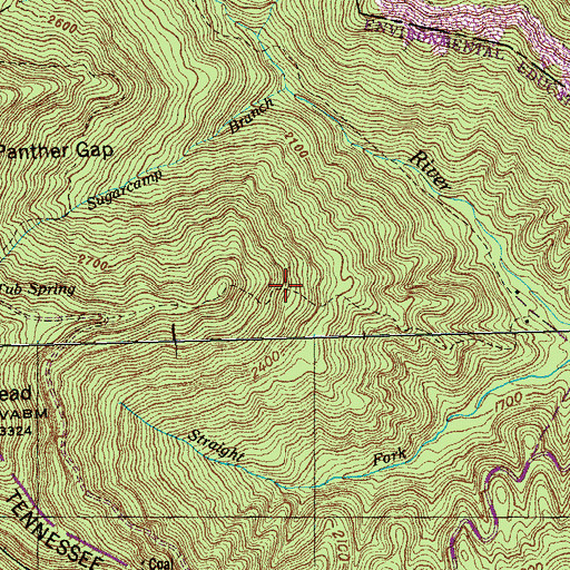 Topographic Map of Brushy Mountain Number 4 Mine, TN