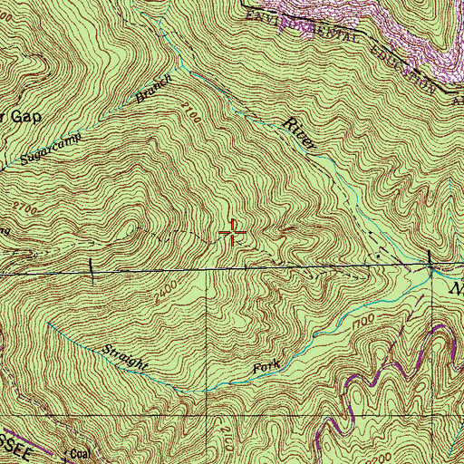 Topographic Map of Brushy Mountain Number 5 Mine, TN