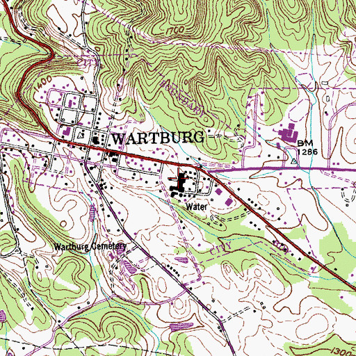 Topographic Map of Central Elementary School, TN