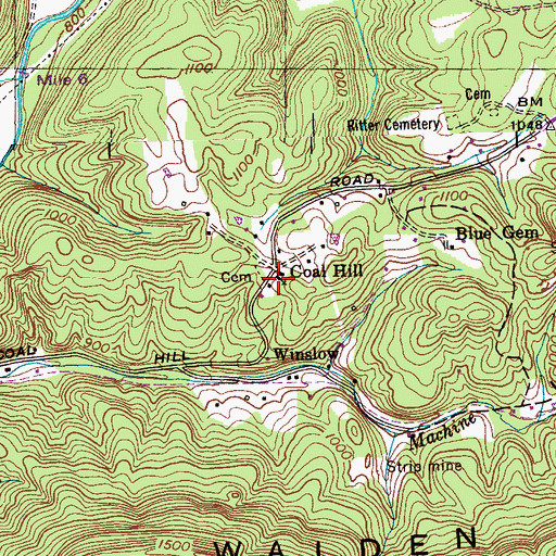 Topographic Map of Coal Hill Church, TN