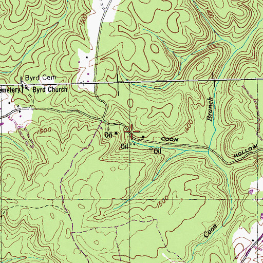 Topographic Map of Coon Hollow Oil Field, TN