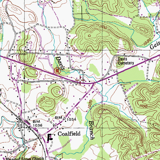 Topographic Map of Cumberland Church (historical), TN