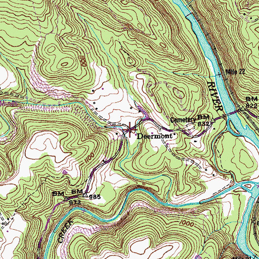 Topographic Map of Deermont School (historical), TN