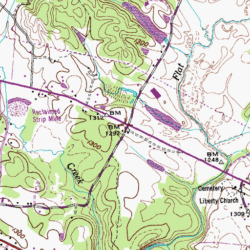Topographic Map of Flat Fork School (historical), TN