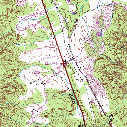 Topographic Map of Grove, TN