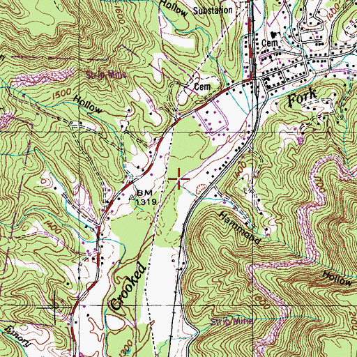 Topographic Map of Hammond Hollow Branch, TN