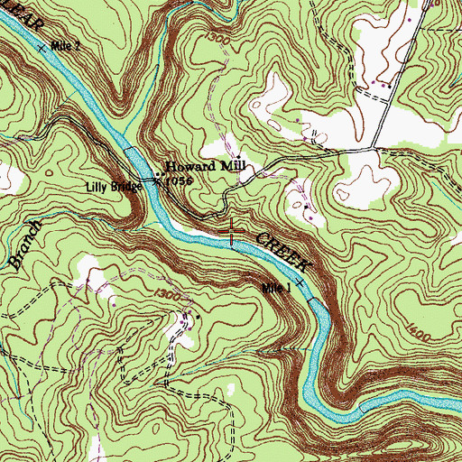 Topographic Map of Jacks Rock Falls, TN