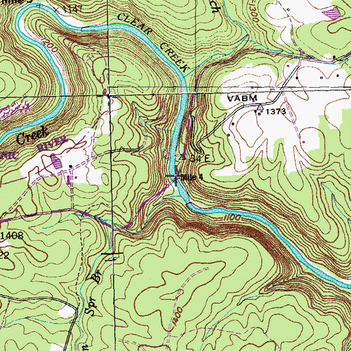 Topographic Map of Jett Bridge, TN