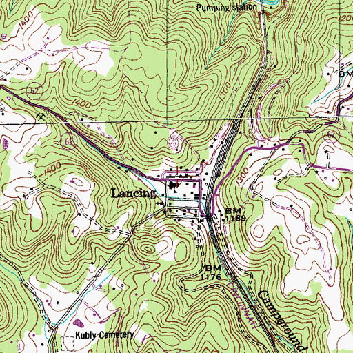 Topographic Map of Lancing Elementary School (historical), TN