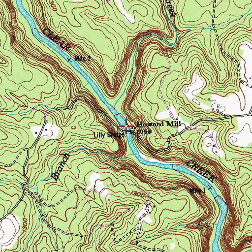 Topographic Map of Lilly Rapids, TN