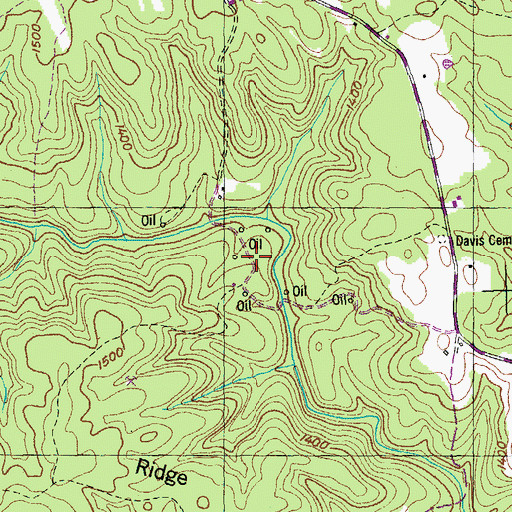 Topographic Map of Little Clear Creek Oil Field, TN