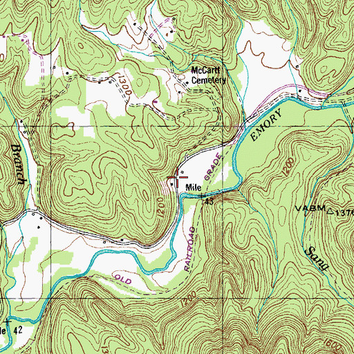 Topographic Map of Melrose (historical), TN