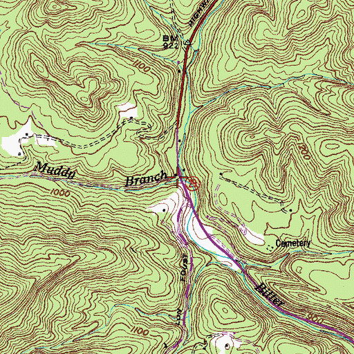 Topographic Map of Muddy Hollow, TN