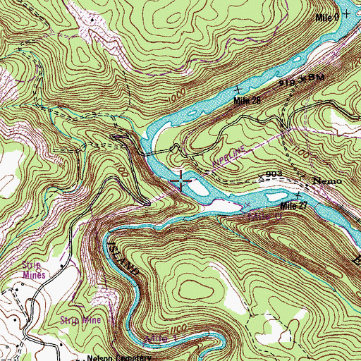 Topographic Map of Nemo Rapids, TN