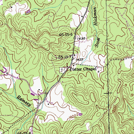 Topographic Map of Potter Chapel, TN