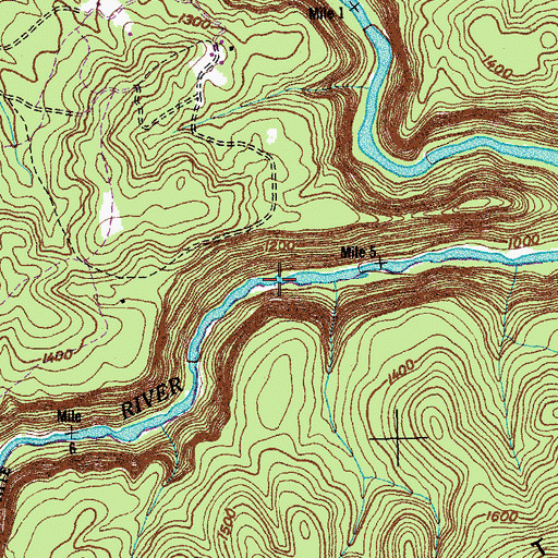 Topographic Map of Rock Garden Rapids, TN