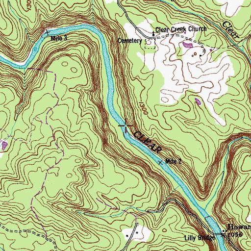 Topographic Map of The Grunch Rapids, TN